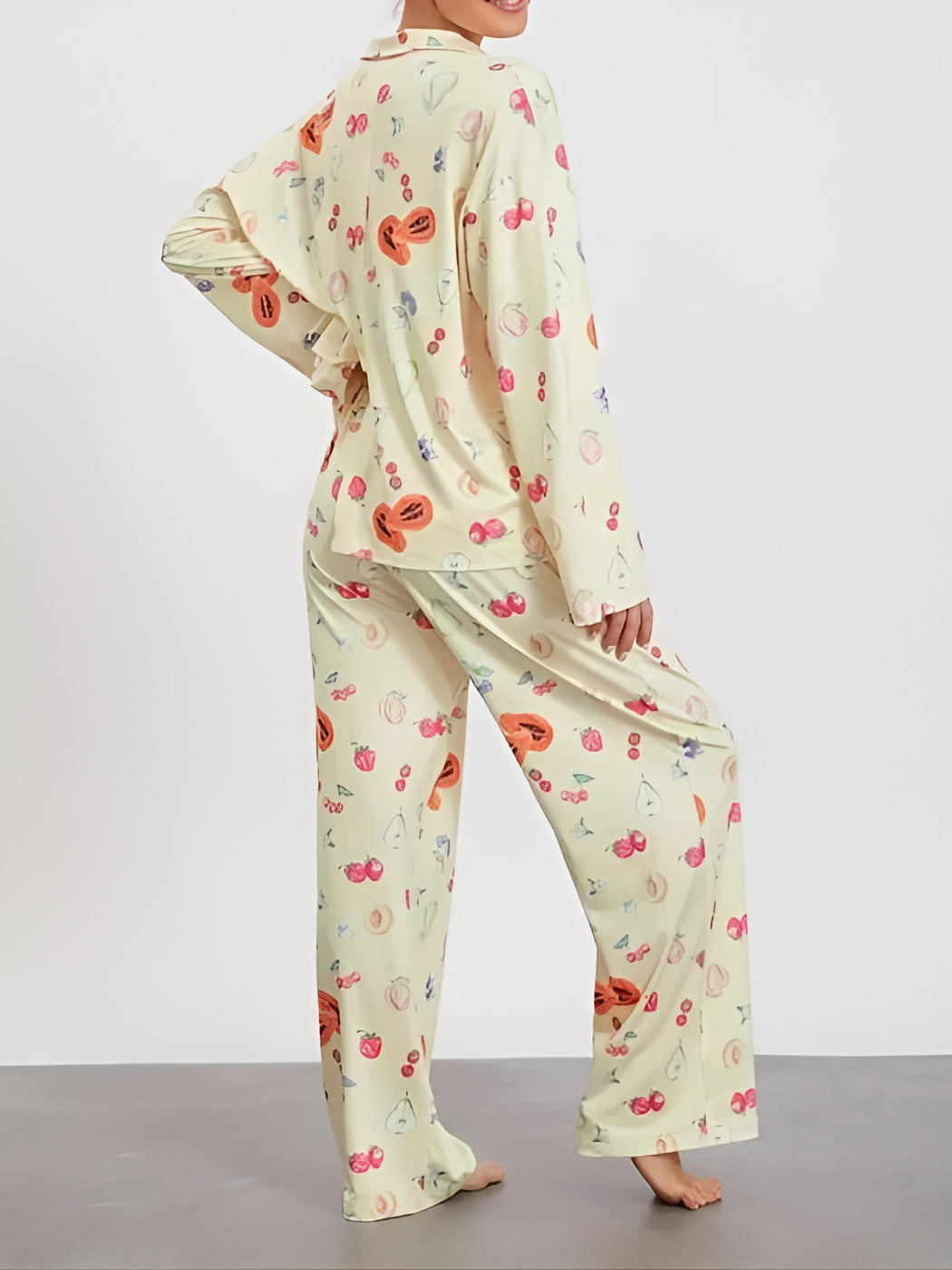 Cozy And Comfy Fit Printed Long Sleeve Pajama Set-Original Pajamas