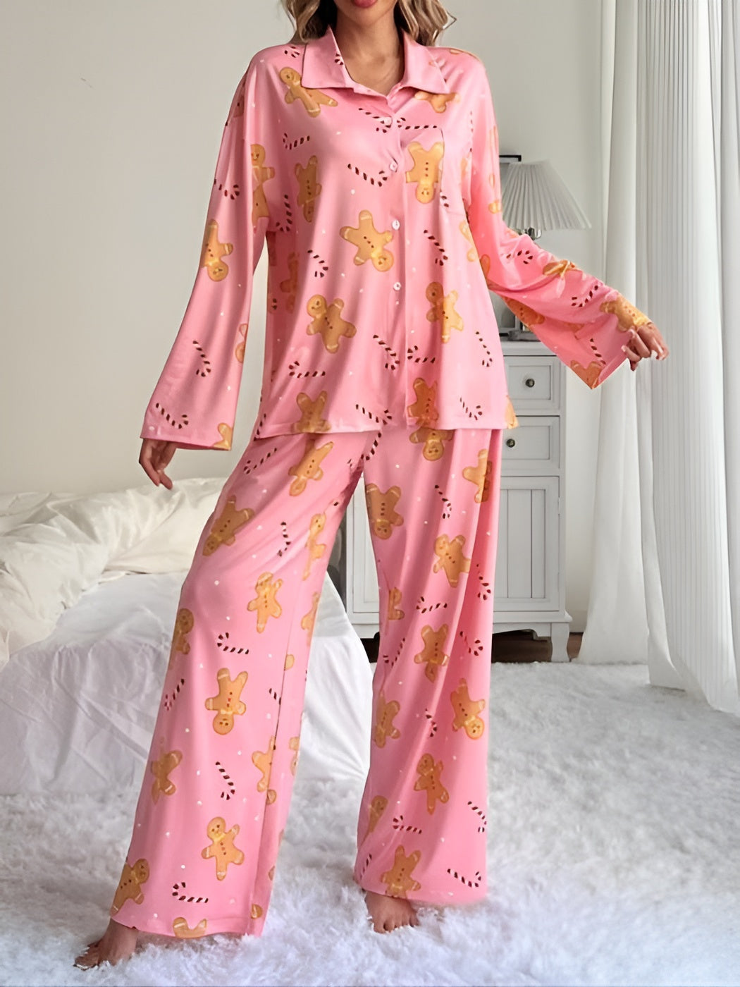 Cozy And Comfy Fit Printed Long Sleeve Pajama Set-Original PajamasCozy And Comfy Fit Printed Long Sleeve Pajama Set - Image 2
