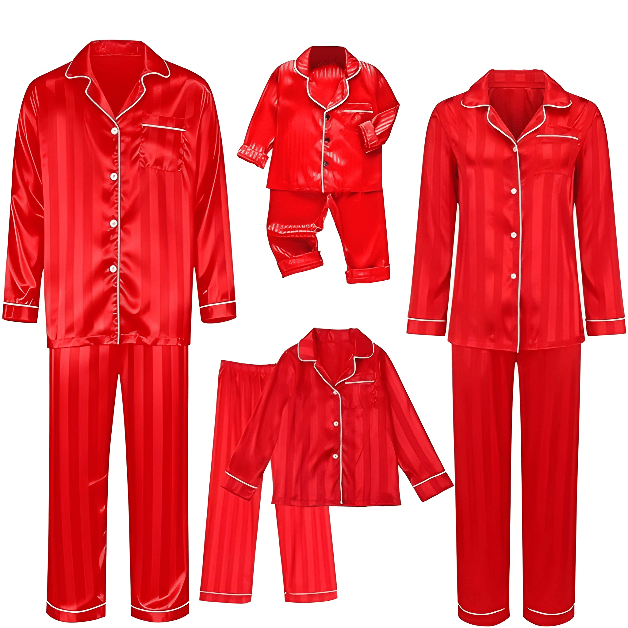 Silk Matching Christmas Pajamas Striped Satin Button Down Set for Family
