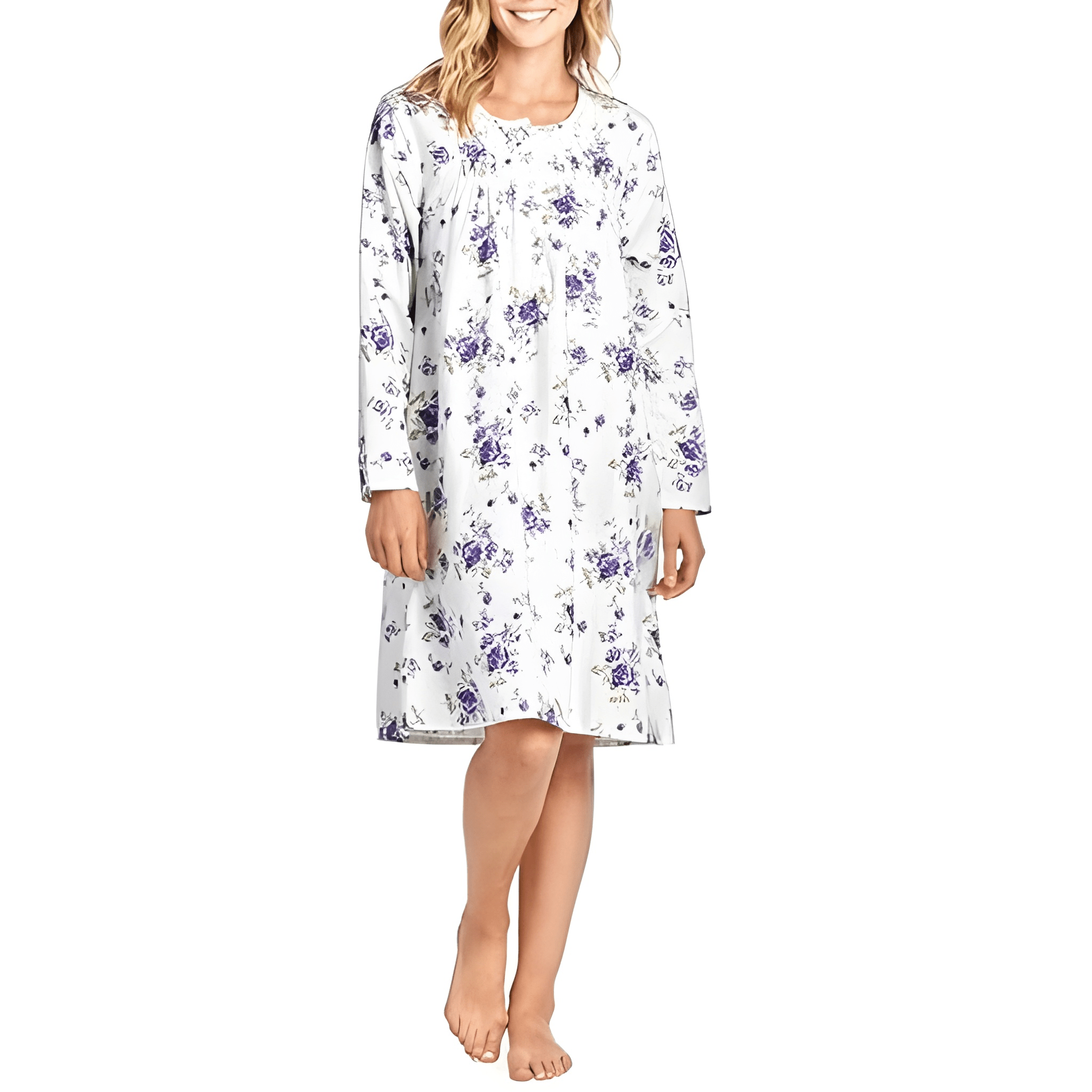 Long Sleeve Flannel Nightgown For Women With Casual Design