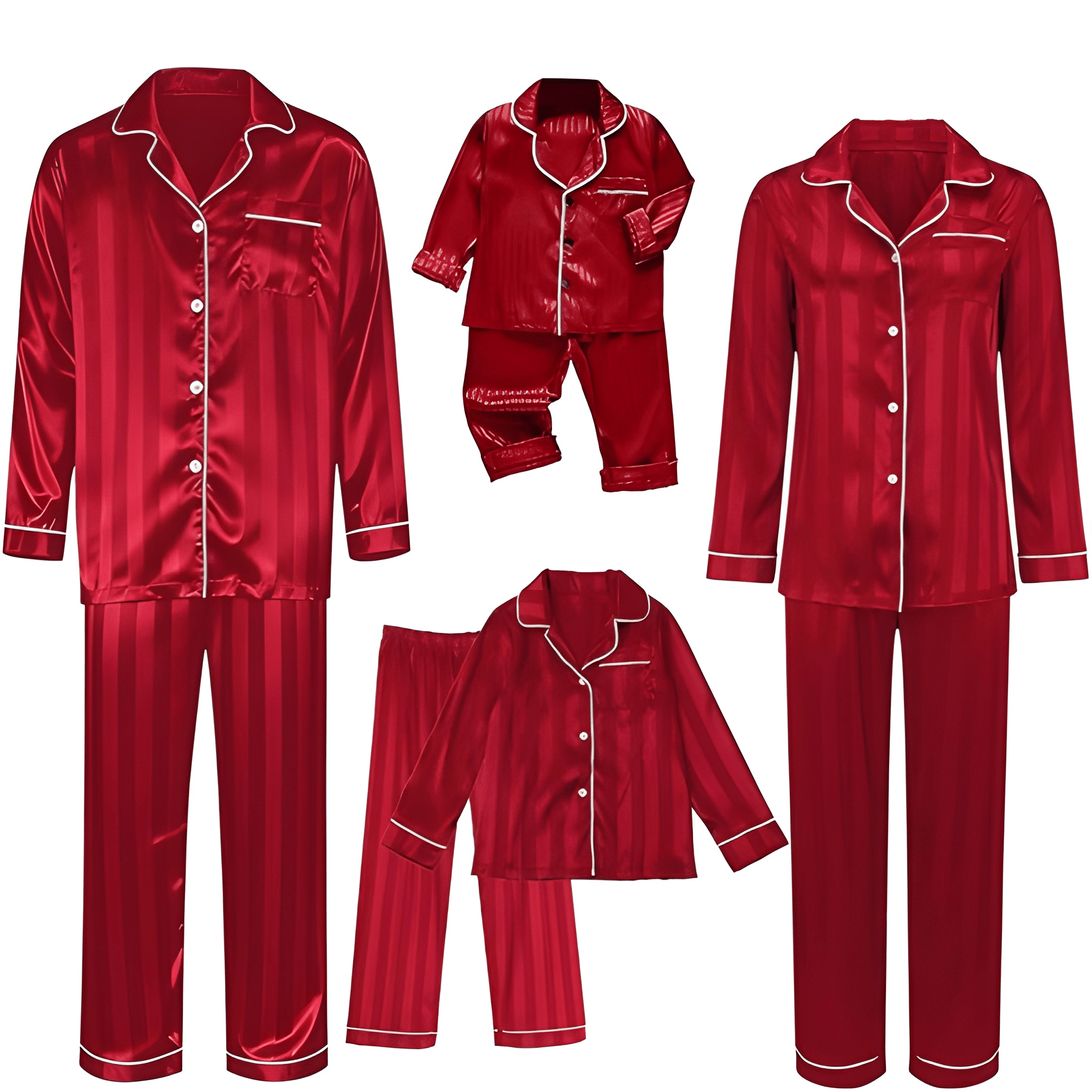 Silk Matching Christmas Pajamas Striped Satin Button Down Set for Family