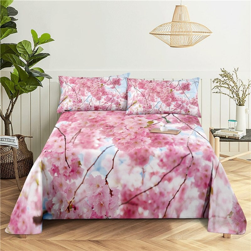 Cherry Blossoms Print Bedding Sheet Set