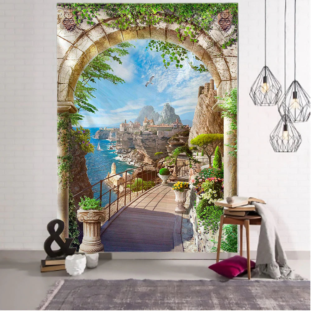 Corridor Scenery Tapestry Wall Hanging Tapis Cloth