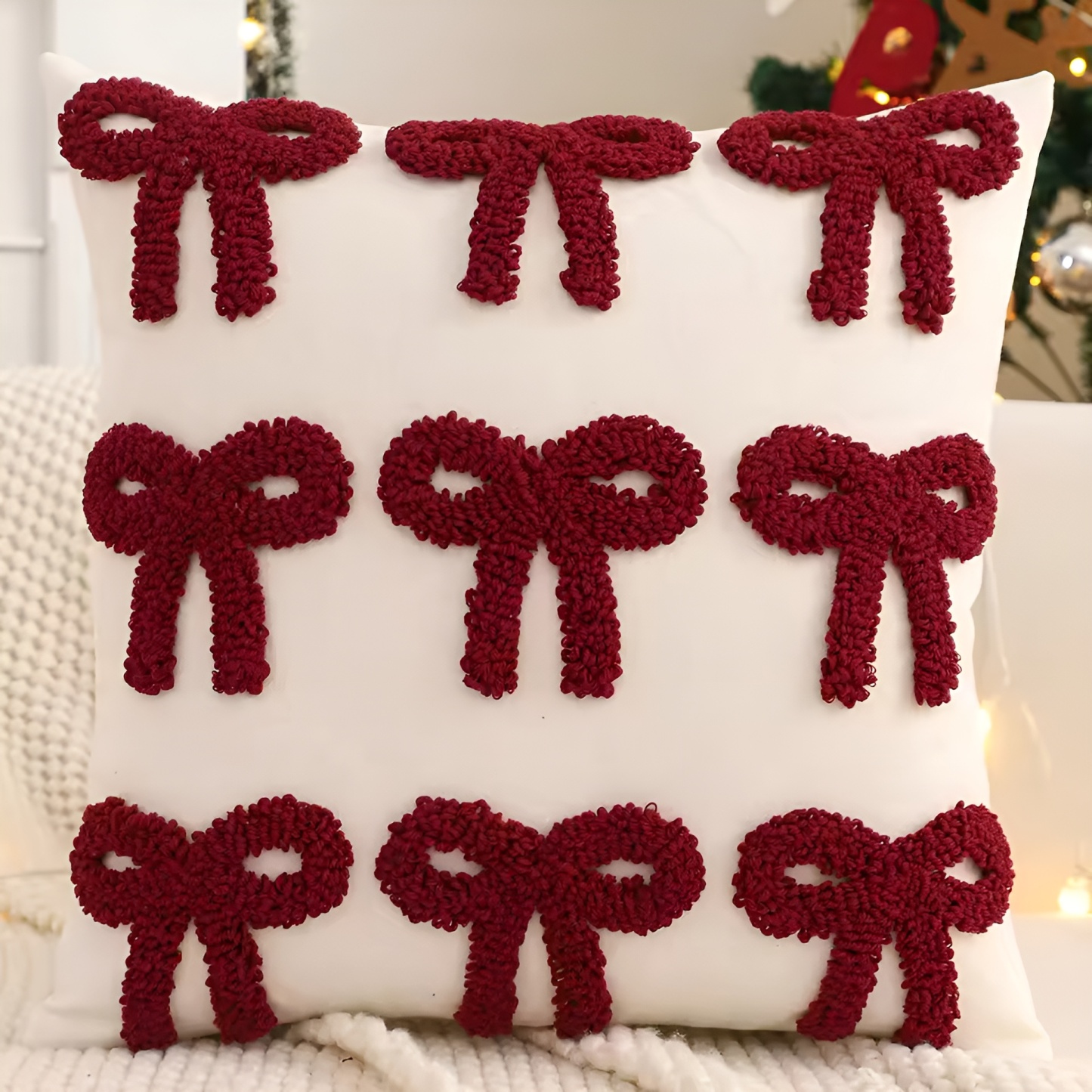 Christmas Decoration Tufted Throw Cotton Pillow Cover