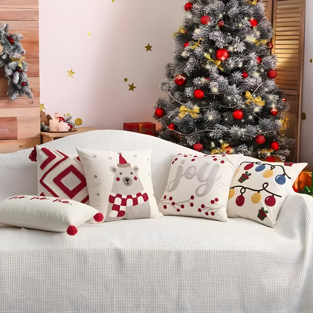 Christmas Geometric Tufted Embroidered PillowcaseChristmas Tufted Embroidered Geometric Decorative Cushion Cover - Image 7