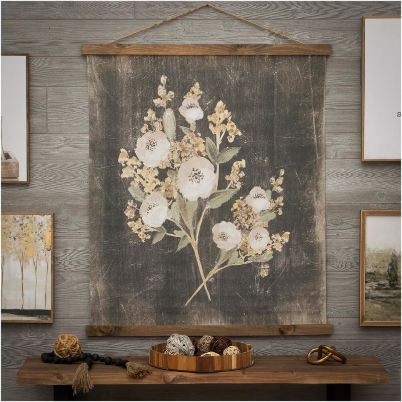 Rustic Floral Tapestry – Vintage Botanical Wall Hanging Decor