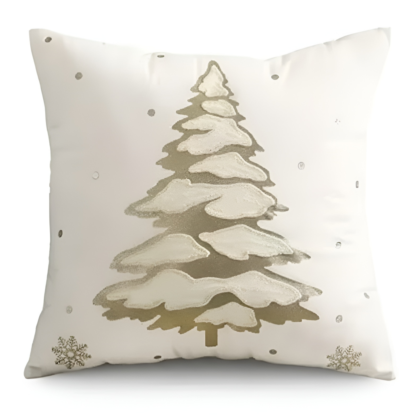 Holiday Embroidered Cushion Cover With Snowflake And Merry Christmas Design