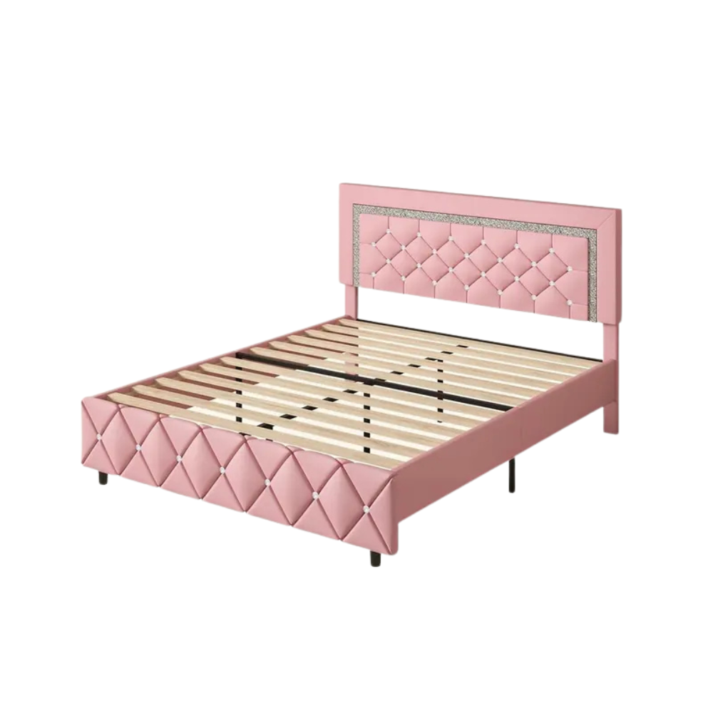 Modern Diamond Bed Frame Adjustable Headboard