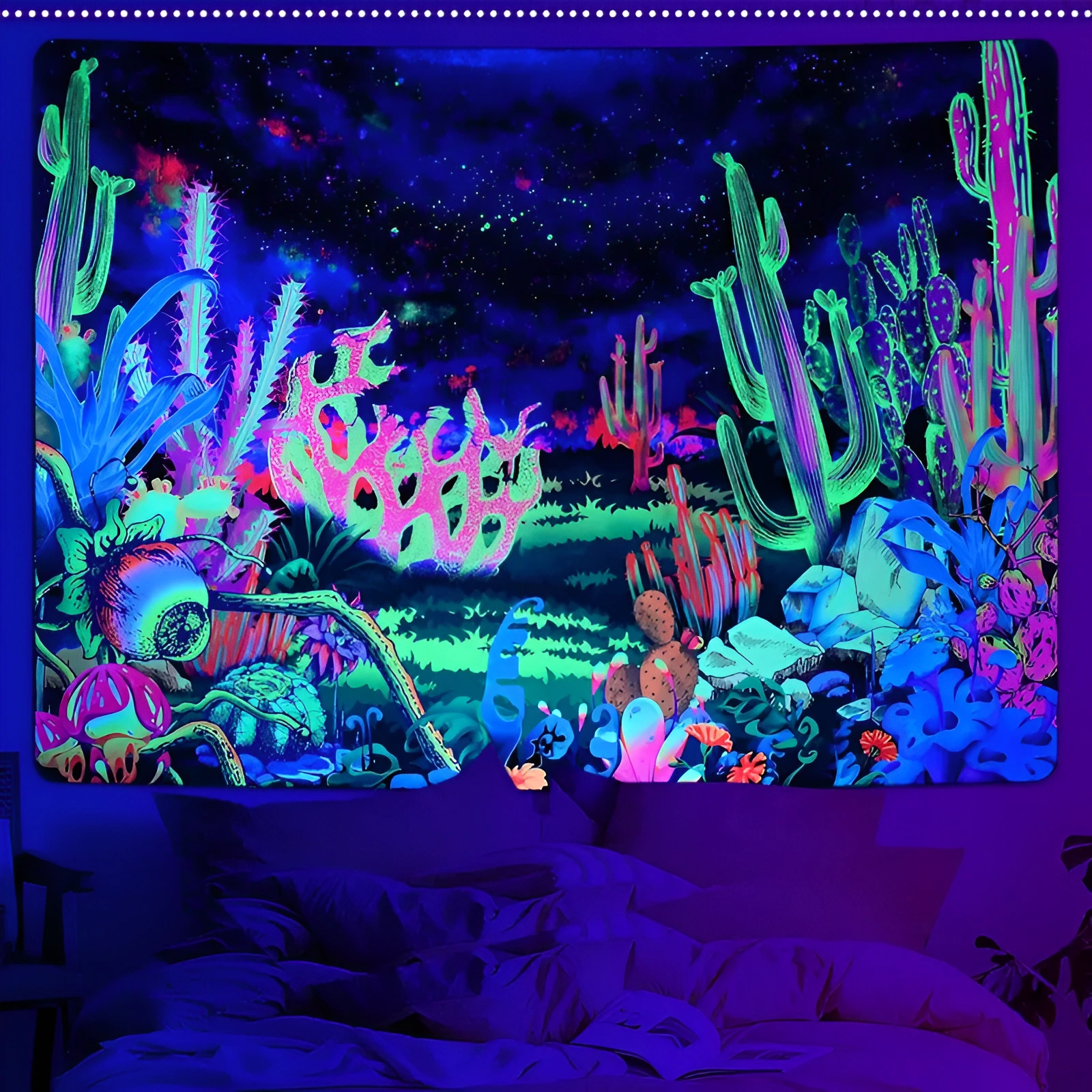 Black light Plants Tapestry 