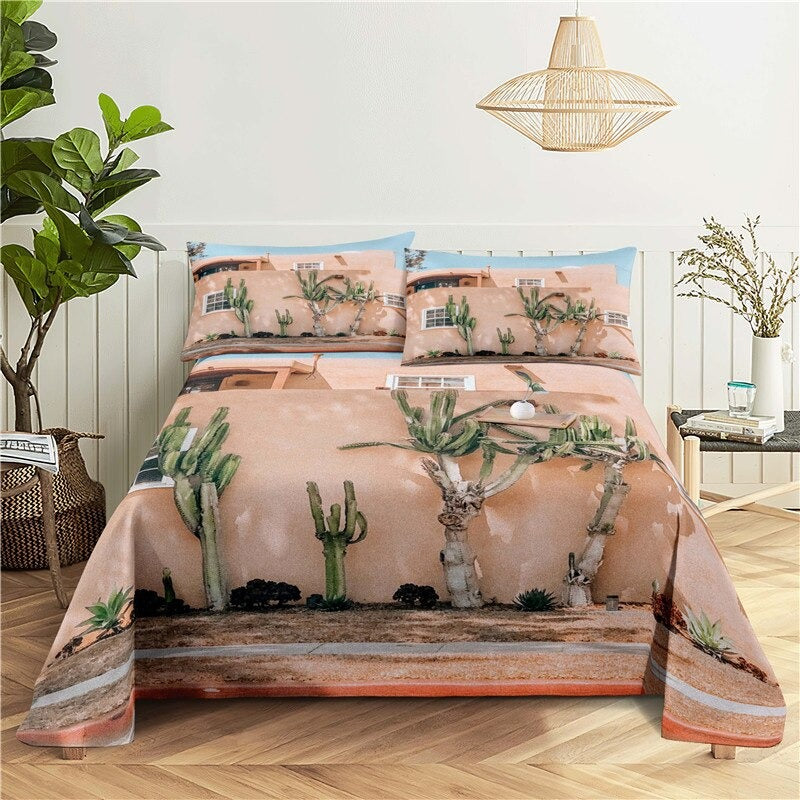 3 Sets Cactus Printed Bedding