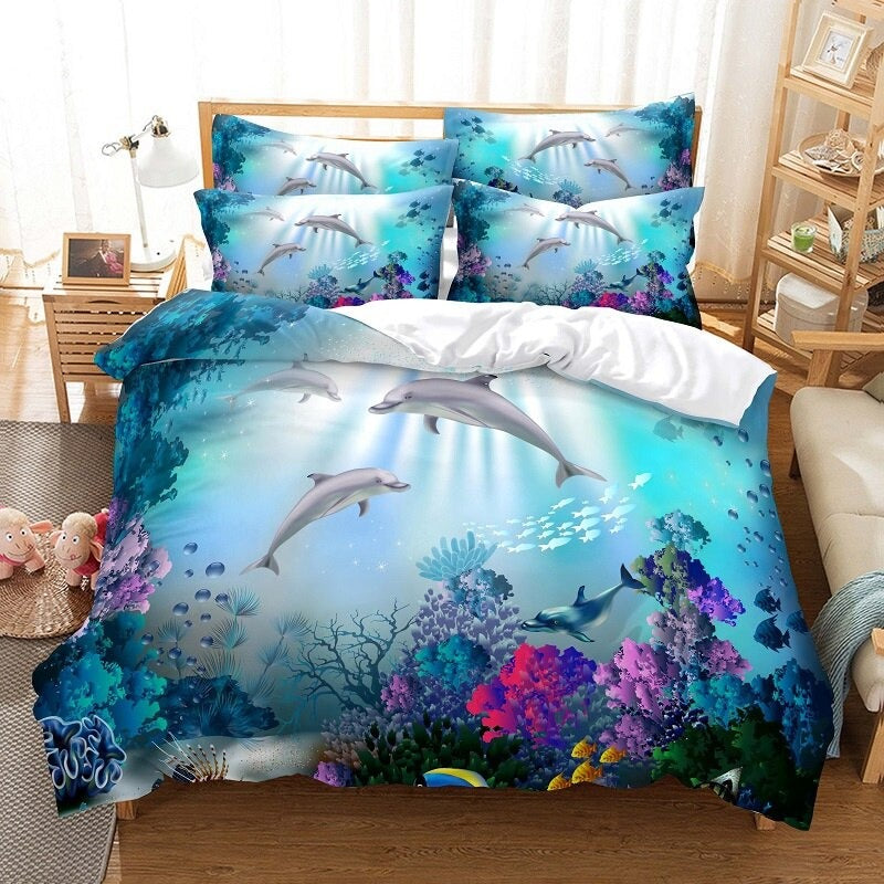 Sea Ocean Pattern Duvet Cover And Pillowcase Complete Set