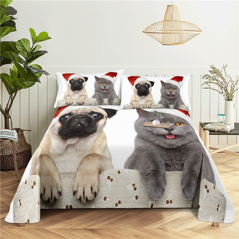 Lazy Cat Digital Printing Flat Sheet With Pillowcase