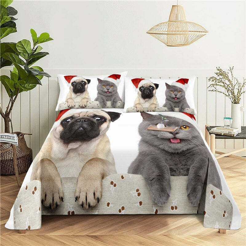 Lazy Cat Digital Printing Flat Sheet With Pillowcase