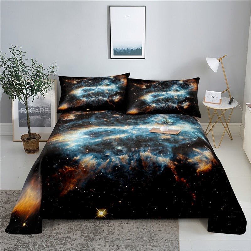 2 Sets Night Scene Flat Bedding Set