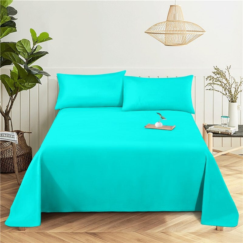 3 Sets Solid Color Flat Sheet Bedding Set