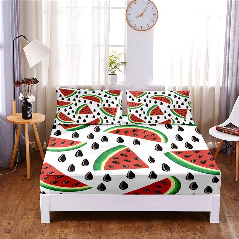 Watermelon Digital Printed 3 Pc Fitted Sheet