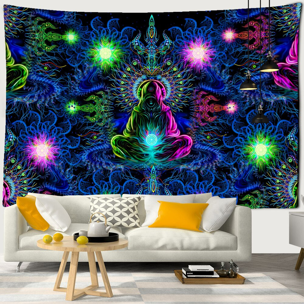 Psychedelic Medidators Tapestry Wall Hanging Tapis Cloth