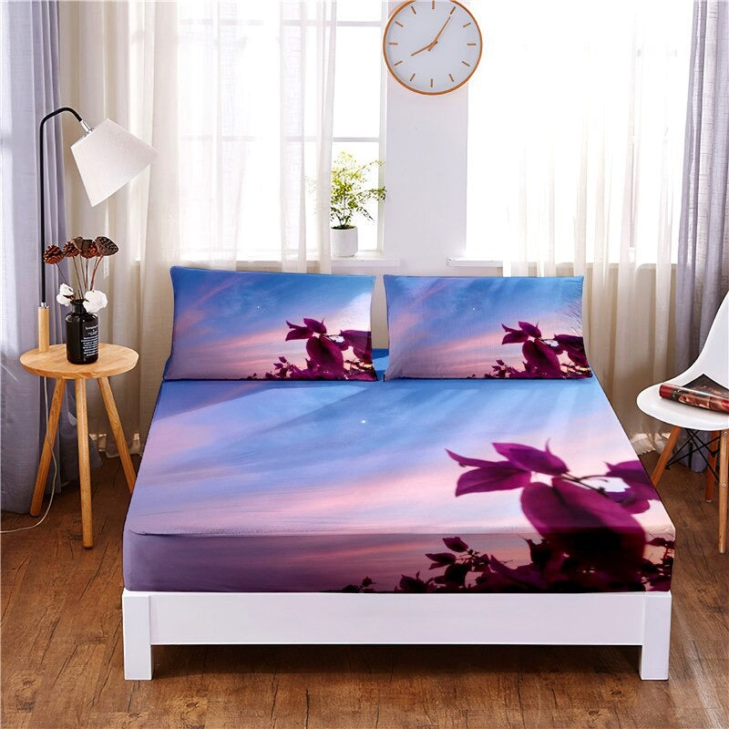 Plum Blossom Digital Printed 3Pc Polyester Bedding Set