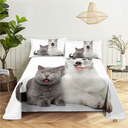 Lazy Cat Digital Printing Flat Sheet With Pillowcase