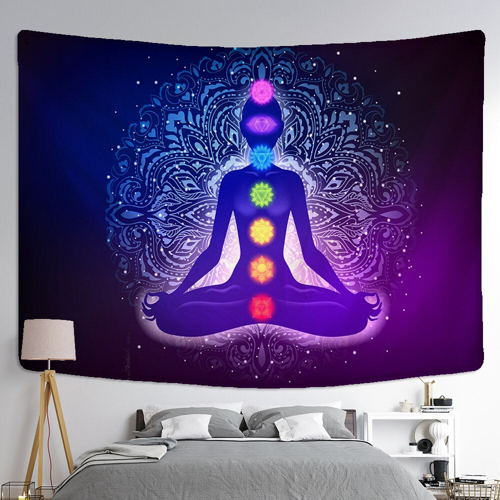 Psychedelic Medidators Tapestry Wall Hanging Tapis Cloth