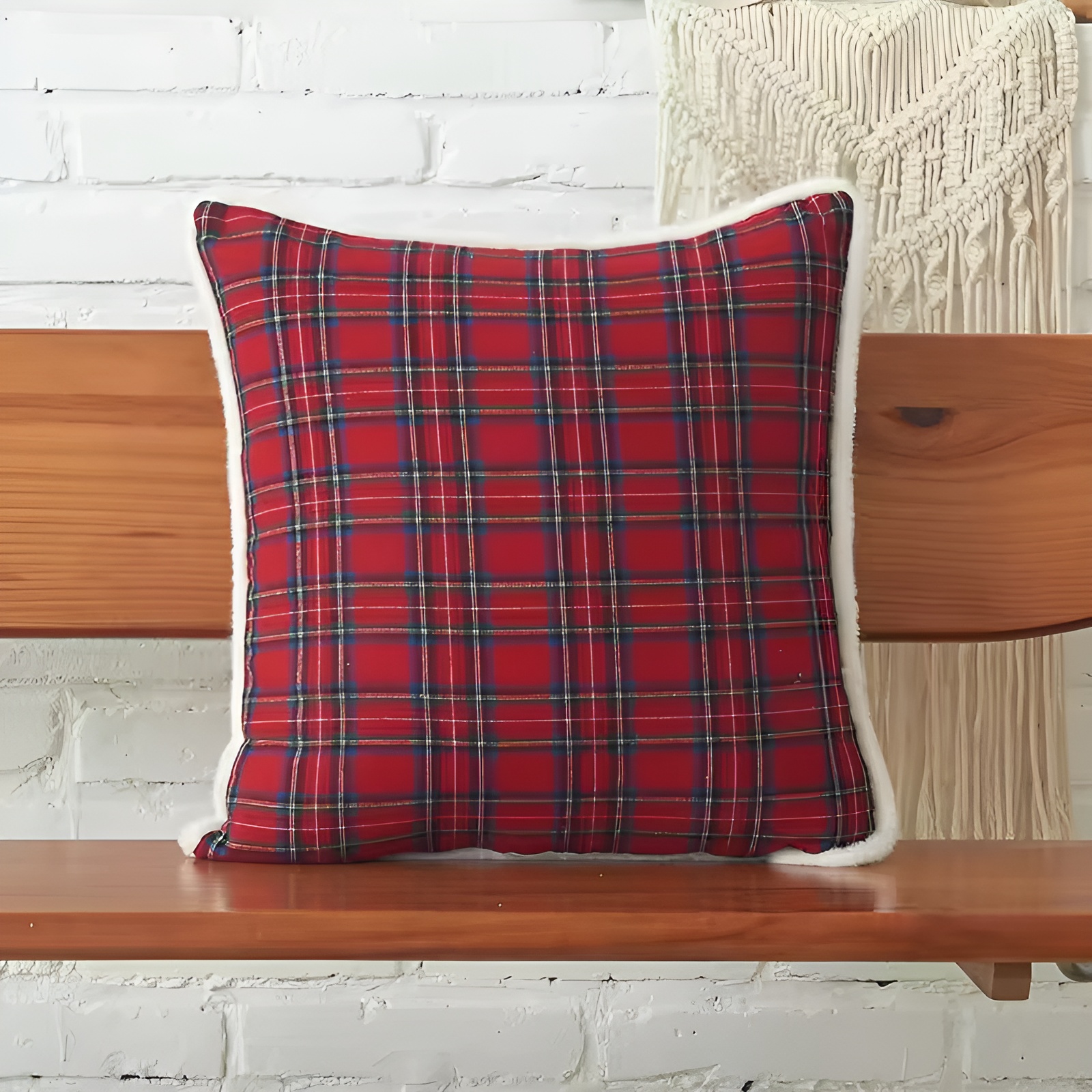 Christmas Themed Plaid Cushion Cover With EmbroideredChristmas Themed Plaid Cushion Cover With Embroidered - Image 20