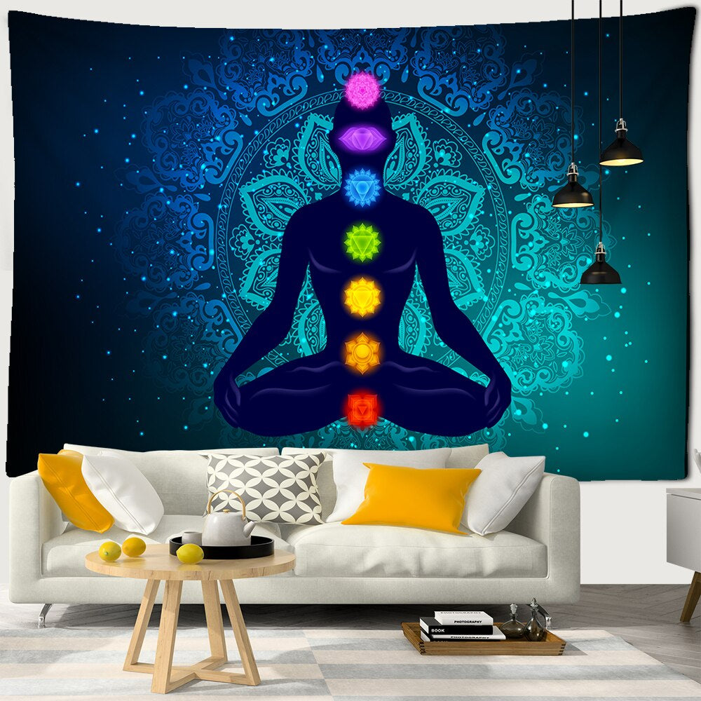 Psychedelic Medidators Tapestry Wall Hanging Tapis Cloth