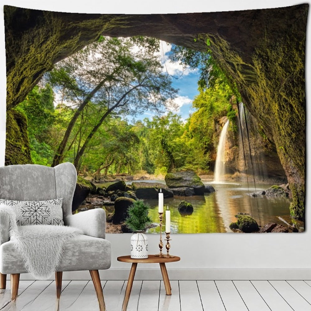 Mountains And Waterfalls Tapestry Wall Hanging Tapis Cloth