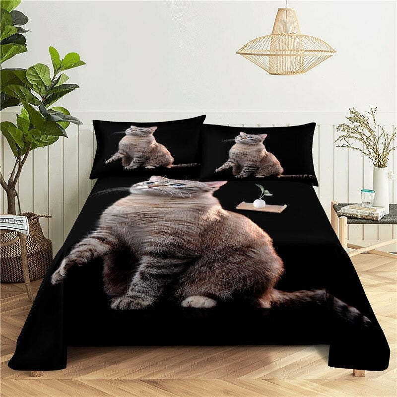 Lazy Cat Digital Printing Flat Sheet With Pillowcase