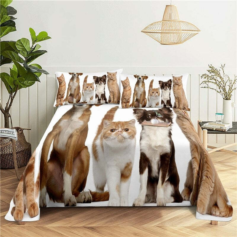 Lazy Cat Digital Printing Flat Sheet With Pillowcase