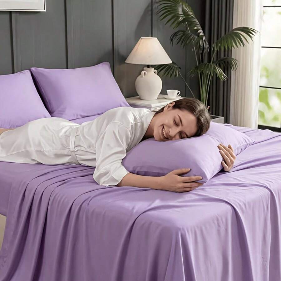 Pack Of 4 Fitted Sheet Set With Pillowcases For All Season Bedding