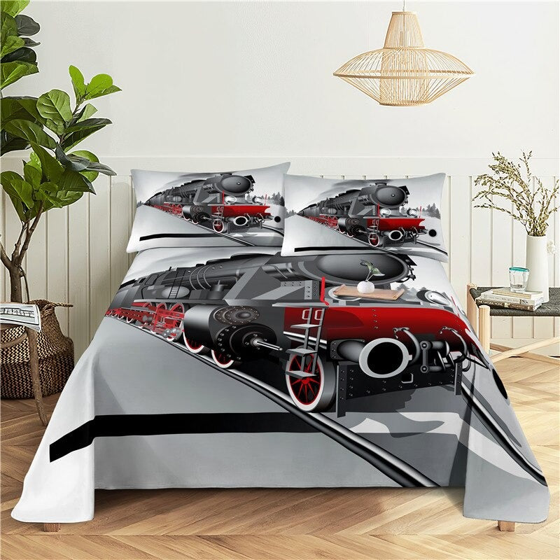 Train Printed Bedding Set