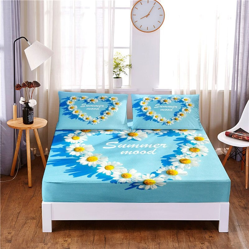 3 Pcs Little Daisy Digital Printed Polyester Bedding Set