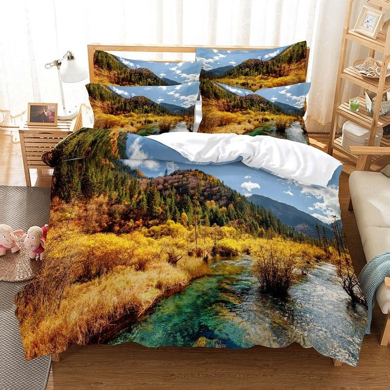 Fashion Landscape Scenery Horse Duvet Cover Set