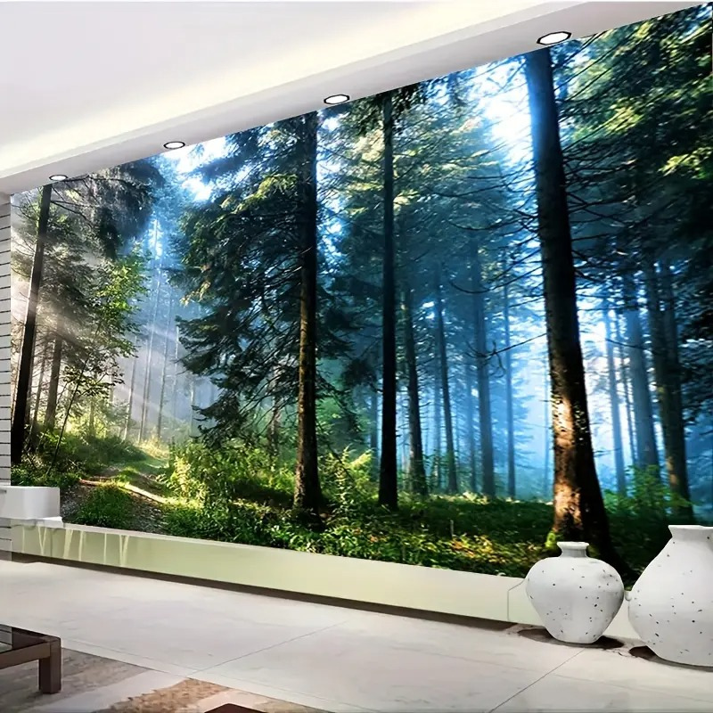 Oversized Landscape Fabric Wall Hanging Woven Forest TapestryOversized Landscape Fabric Wall Hanging Woven Forest Tapestry - Image 2