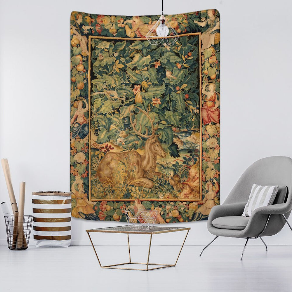 Abstract Floral Tapestry Wall Hanging Tapis Cloth