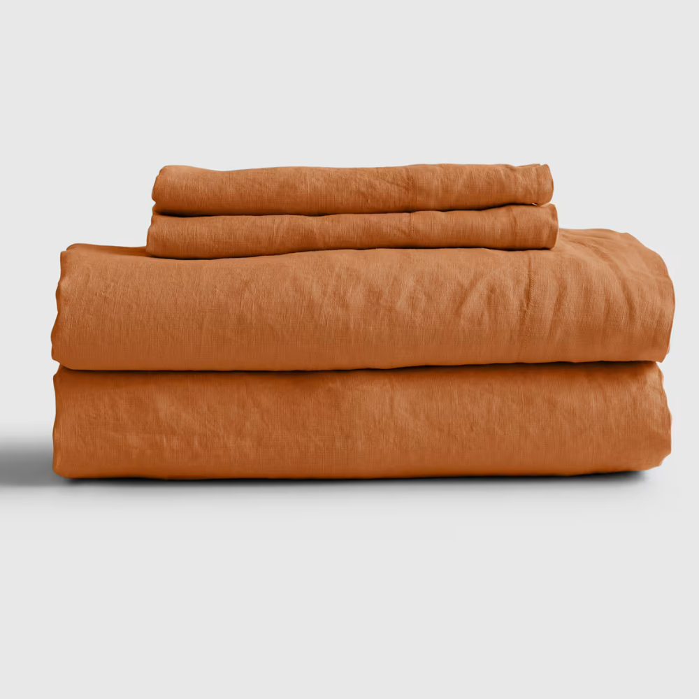 European Linen Bed Sheet Set Crafted from Flax