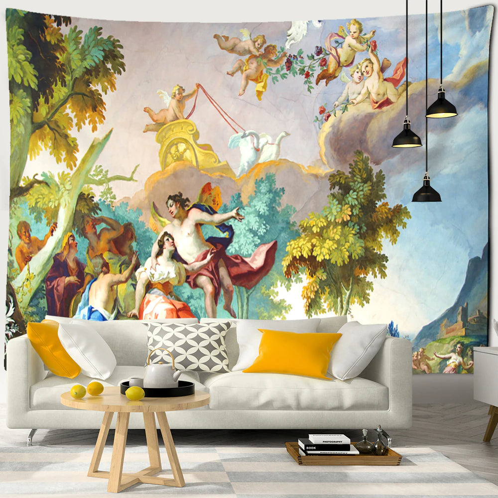 European Retro Angel Tapestry Wall Hanging Tapis Cloth