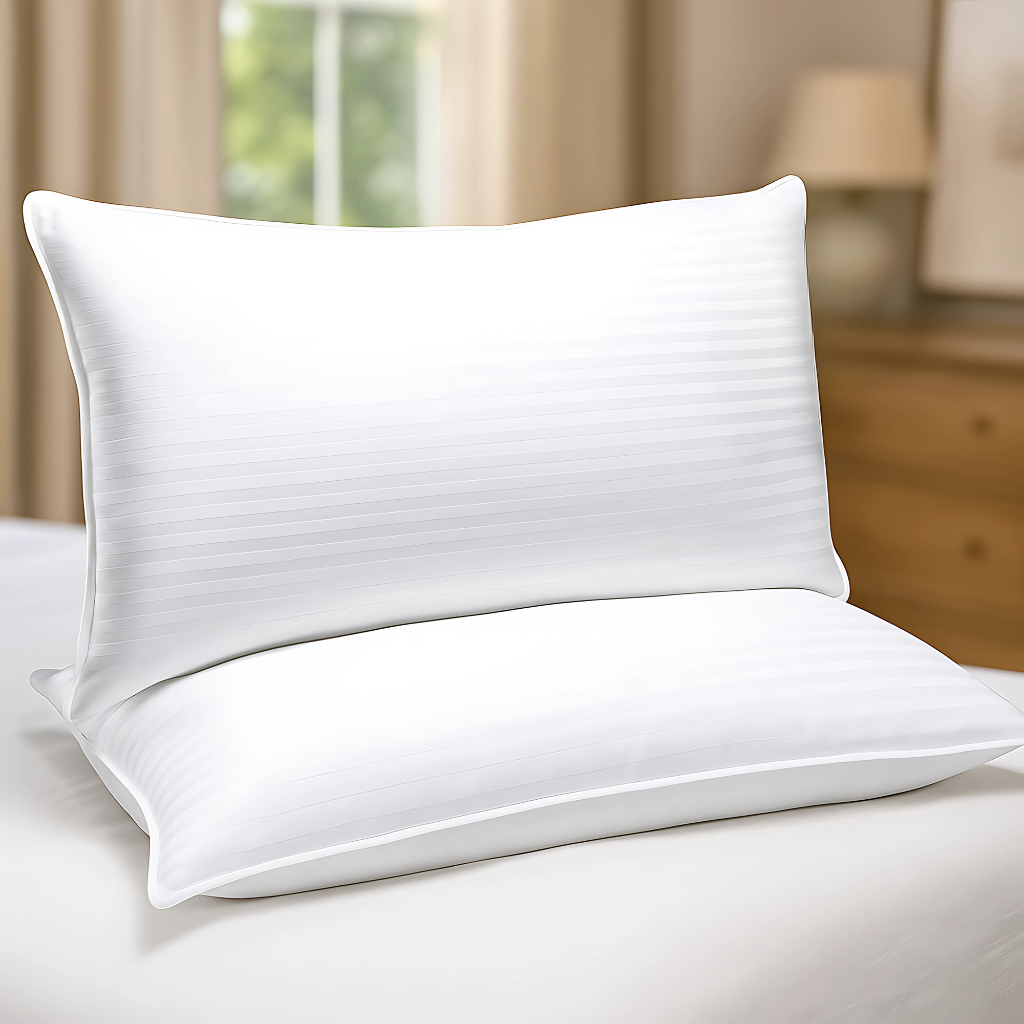 Standard Queen Size Bed Pillows Set of 2 Down Alternative Fill