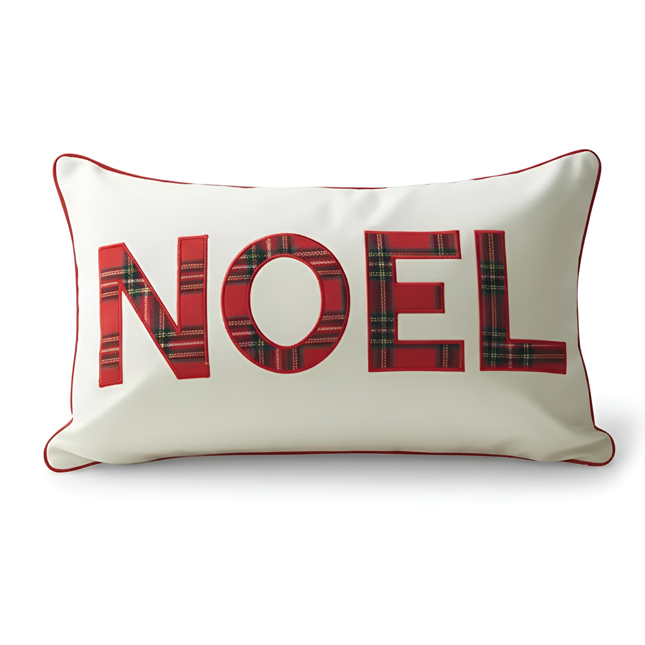 Christmas Themed Plaid Cushion Cover With Embroidered Snowflake DesignChristmas Themed Plaid Cushion Cover With Embroidered Snowflake Design - Image 3