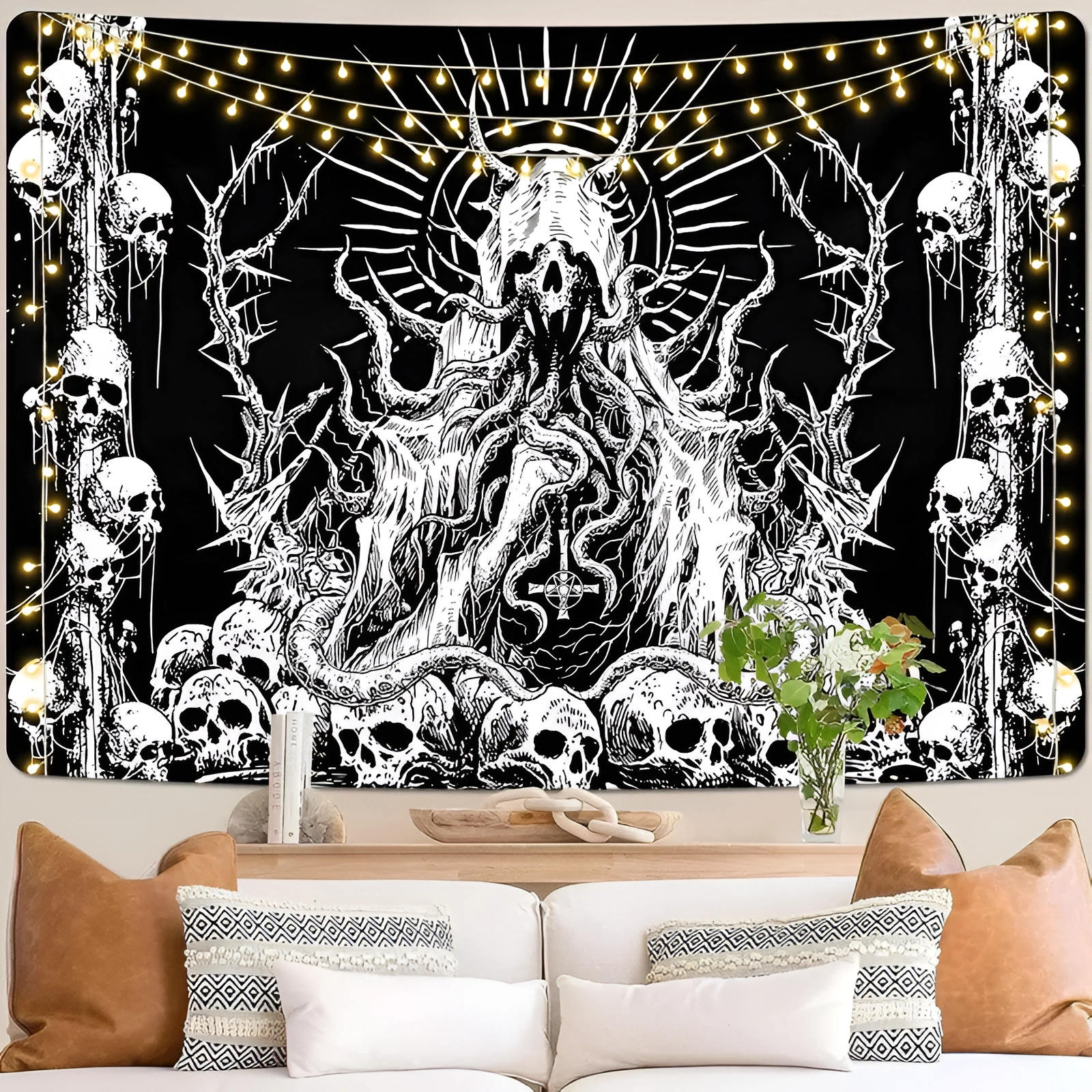  Skull Tapestry Mystic Skeleton Tapestries Black and WhiteAesthetic Wall Hanging Tapestry For Decor - Image 2