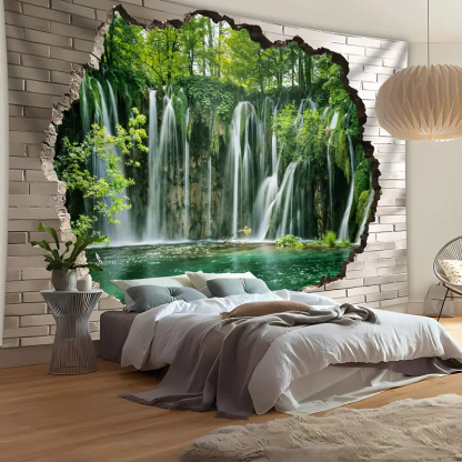 Stunning Immersive Waterfall Mural Wall Hanging Tapestry