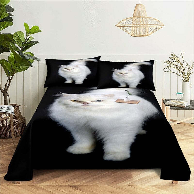 Lazy Cat Digital Printing Flat Sheet With Pillowcase