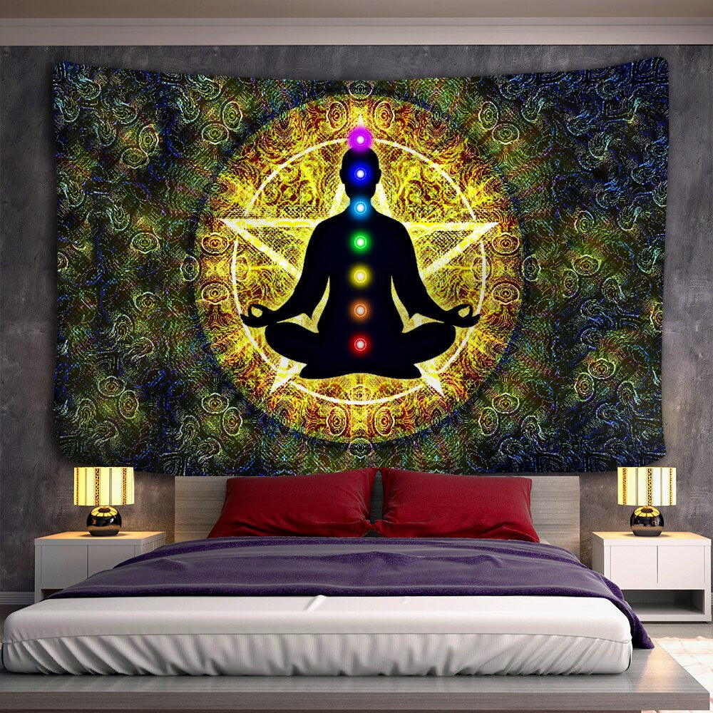 Psychedelic Medidators Tapestry Wall Hanging Tapis Cloth