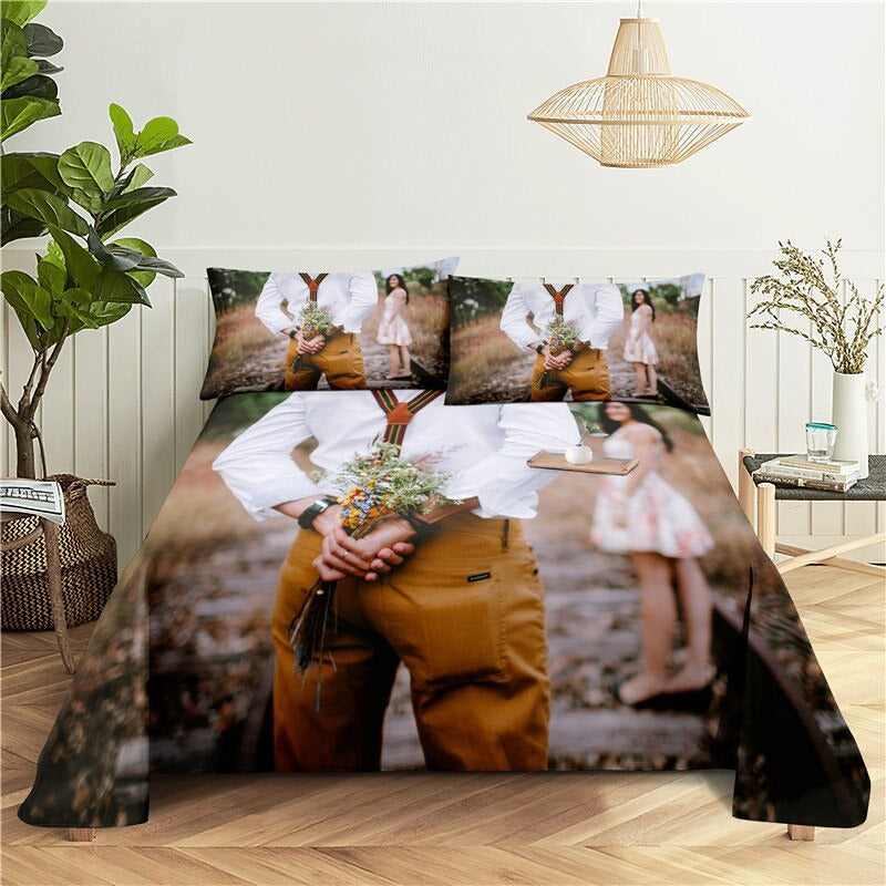 Full Print Bed Flat Bedding Set