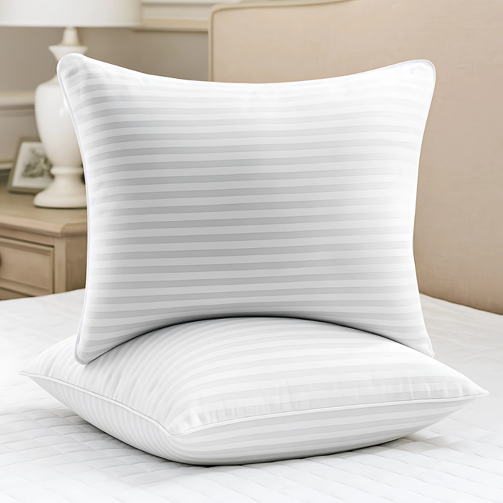 Standard Queen Size Bed Pillows Set of 2 Down Alternative Fill