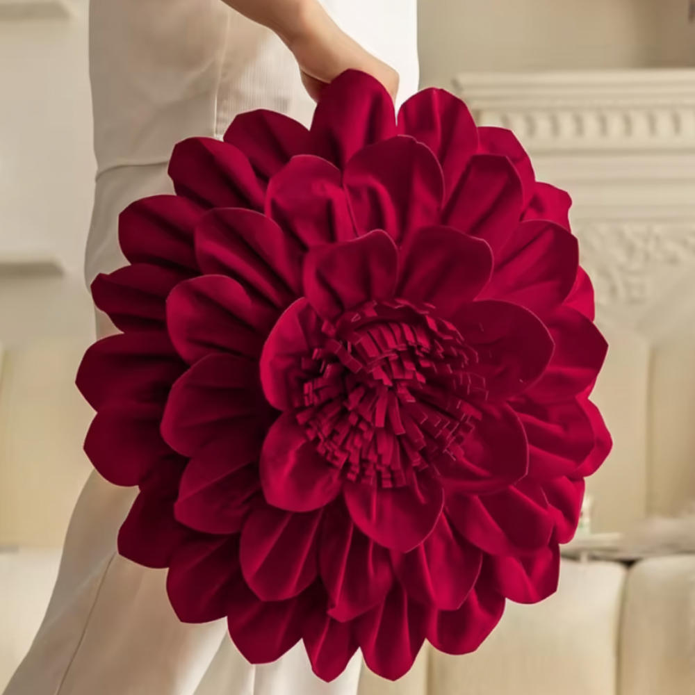 Christmas Velvet 3D Floral Patchwork Cushion Cover Decorative