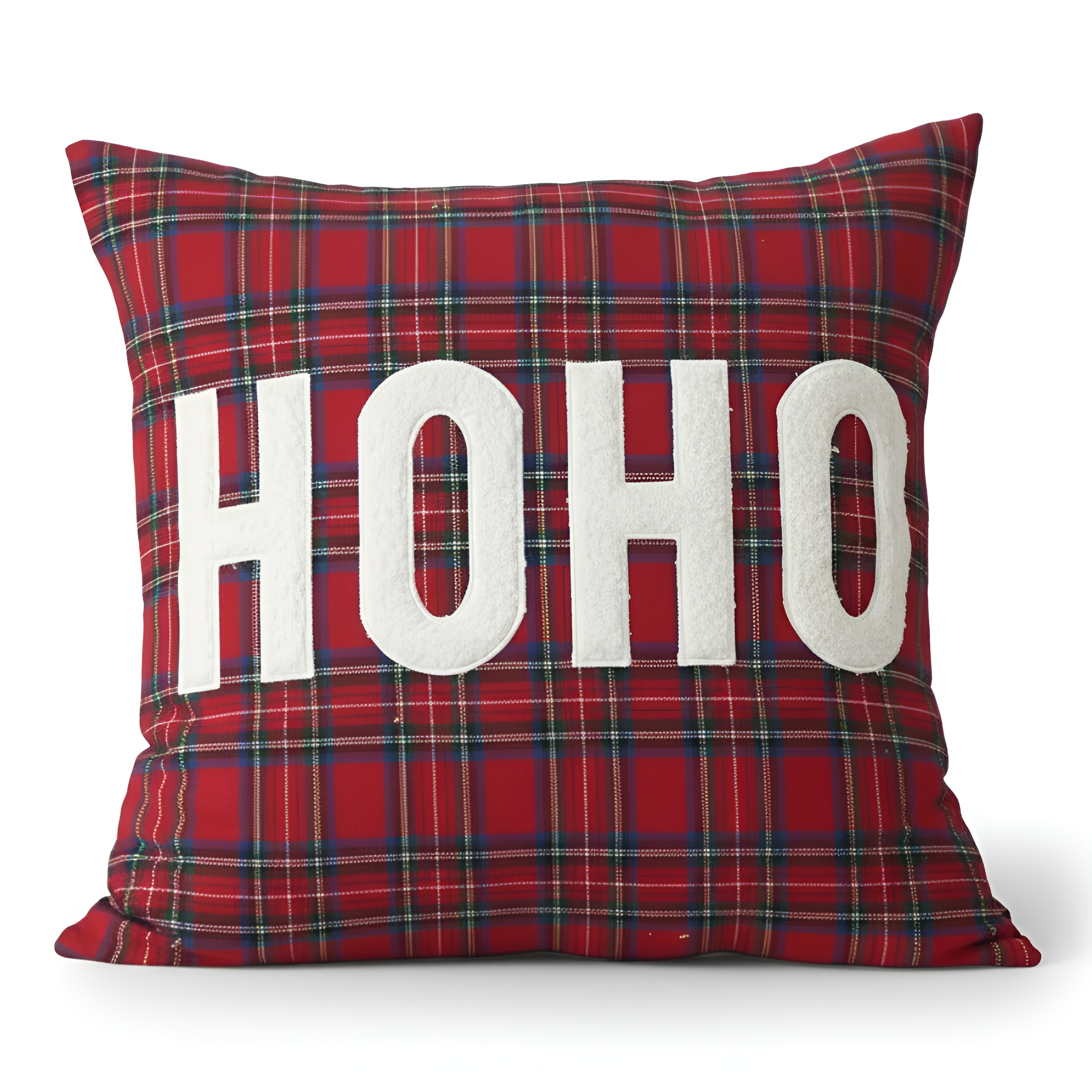 Christmas Themed Plaid Cushion Cover With EmbroideredChristmas Themed Plaid Cushion Cover With Embroidered - Image 7