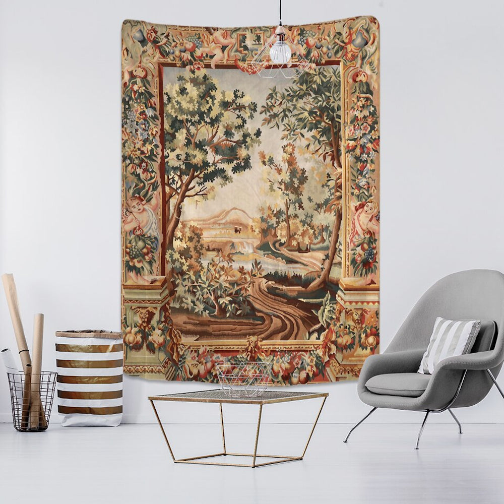 Abstract Floral Tapestry Wall Hanging Tapis Cloth