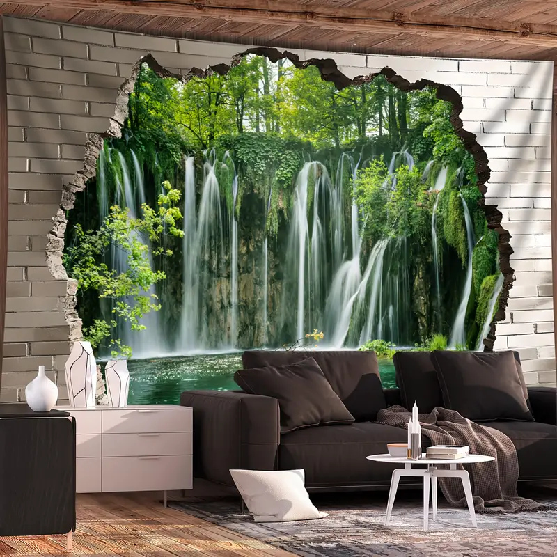 Stunning Immersive Waterfall Mural Wall Hanging TapestryStunning Immersive Waterfall Mural Wall Hanging Tapestry - Image 3
