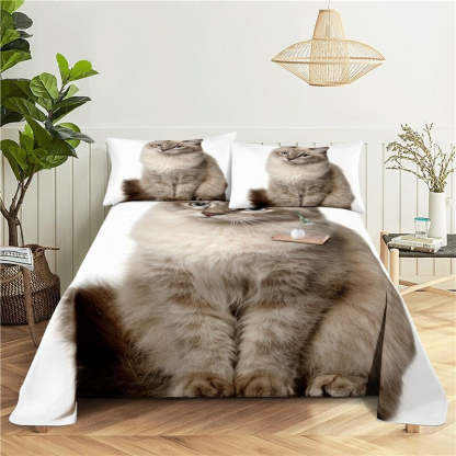 Lazy Cat Digital Printing Flat Sheet With Pillowcase